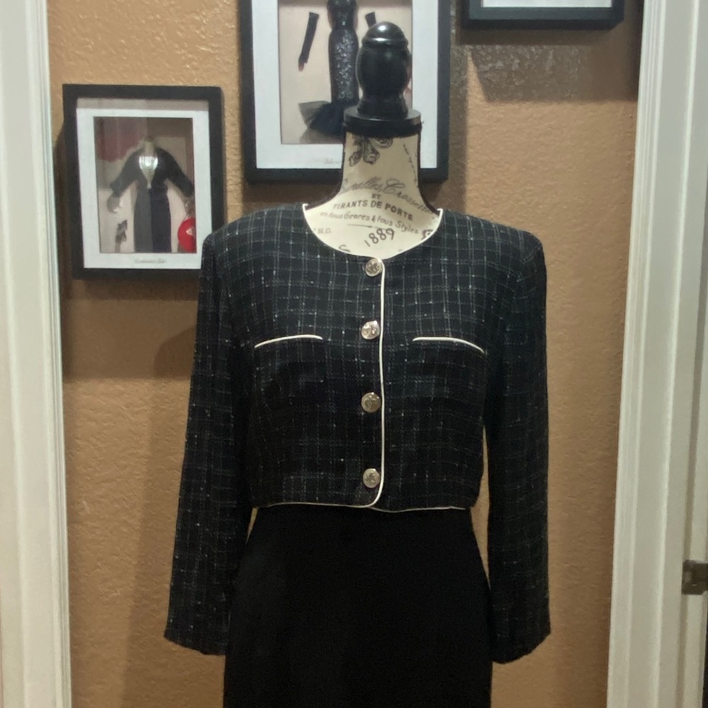 Vintage donna Ricco padded shoulder dress